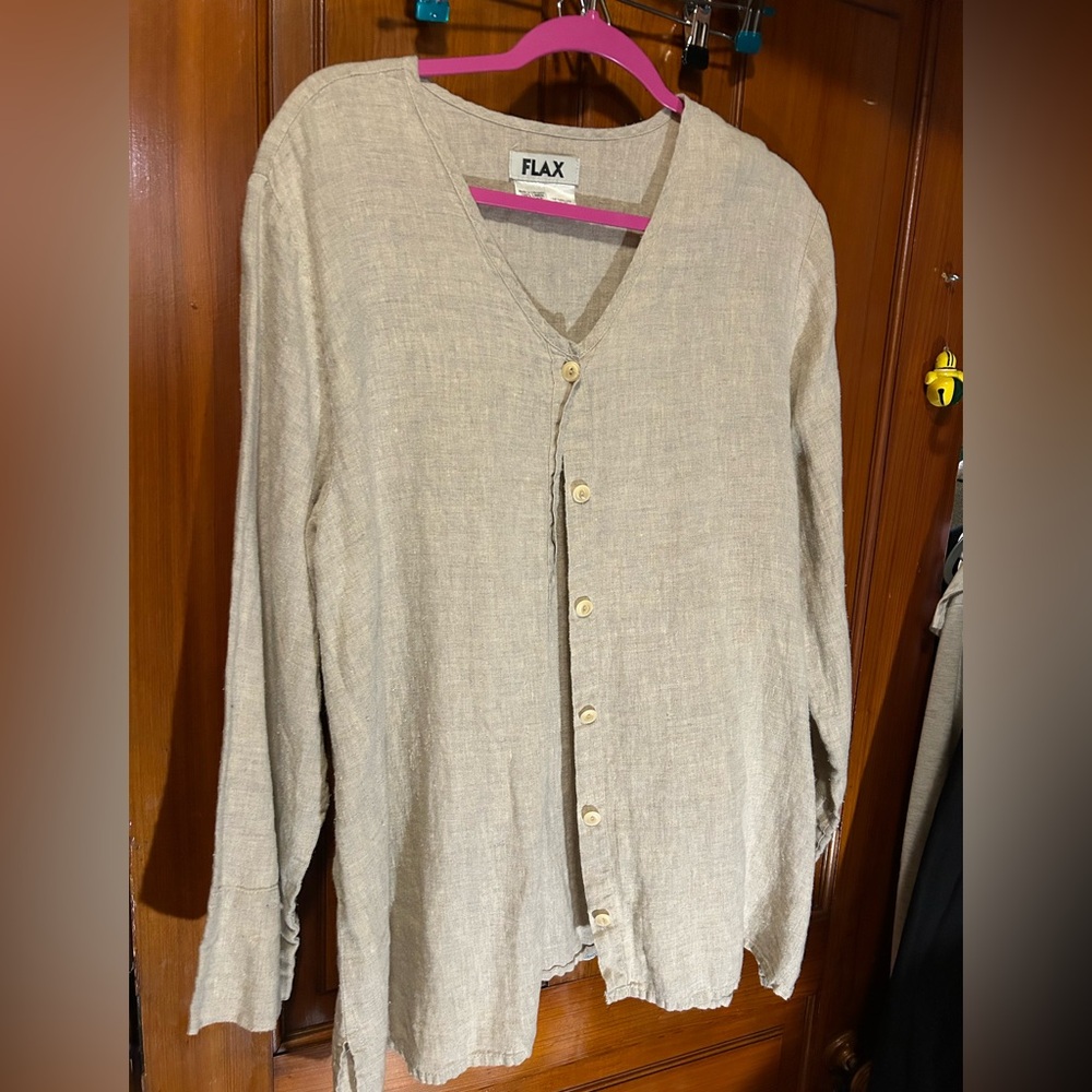Flax Beige Button-Up Cardigan